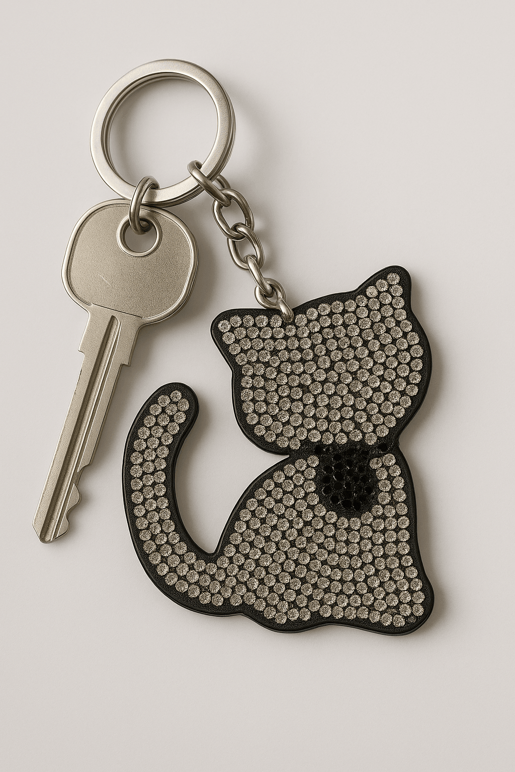 Crystal Cat Keychain – Sparkling Rhinestone Kitty Bag Charm & Key Ring - MODA ACCESSORIES