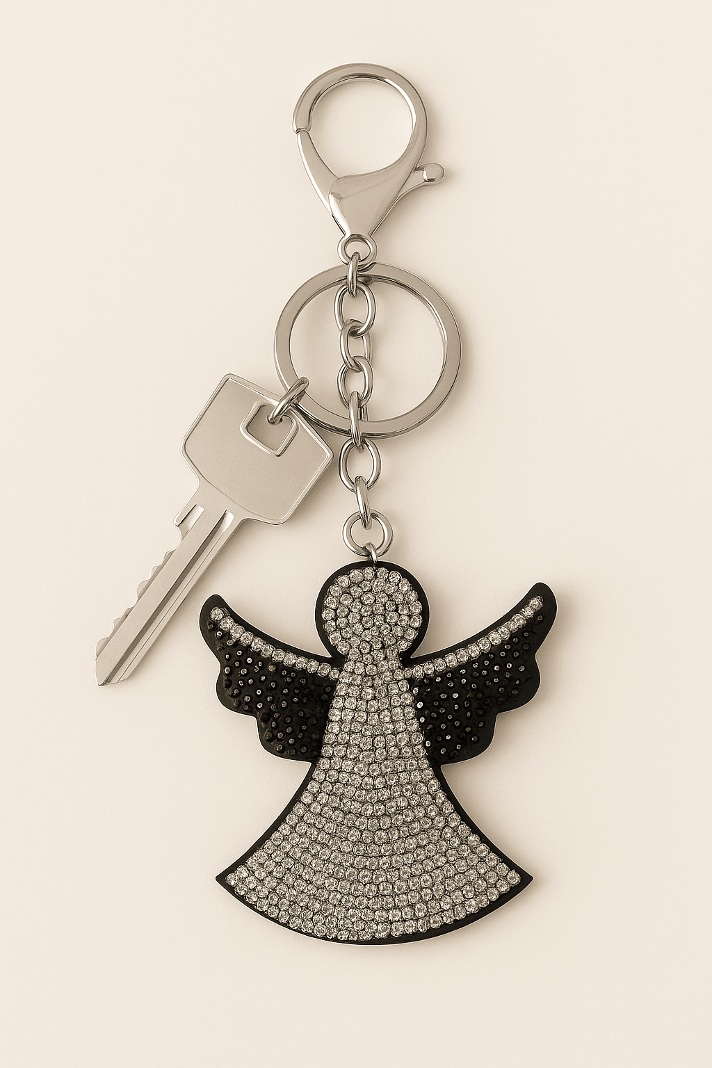 Crystal Angel Keychain – Sparkling Rhinestone Guardian Angel Bag Charm & Key Ring - MODA ACCESSORIES
