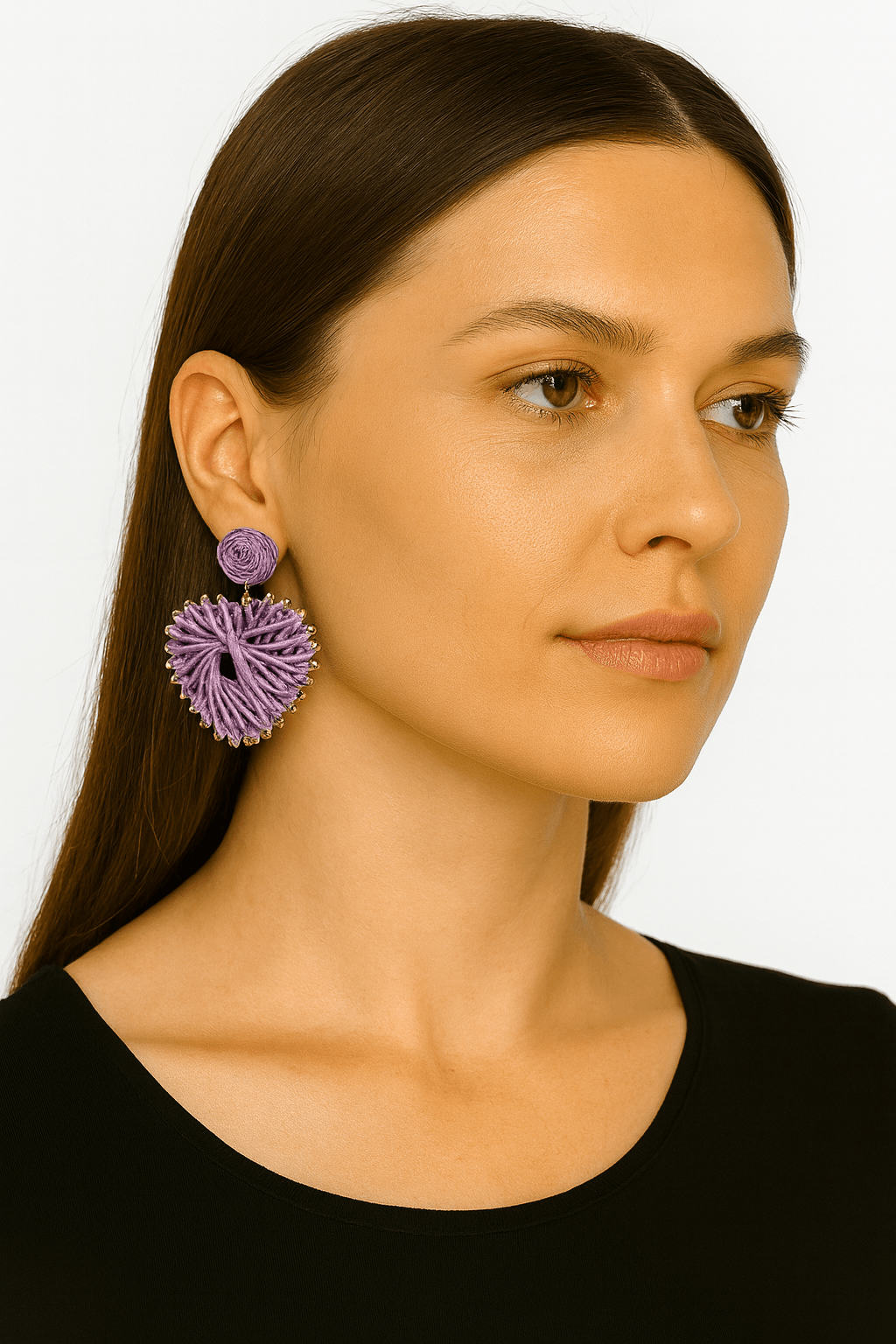 Lavender Woven Starburst Raffia Earrings - MODA ACCESSORIES