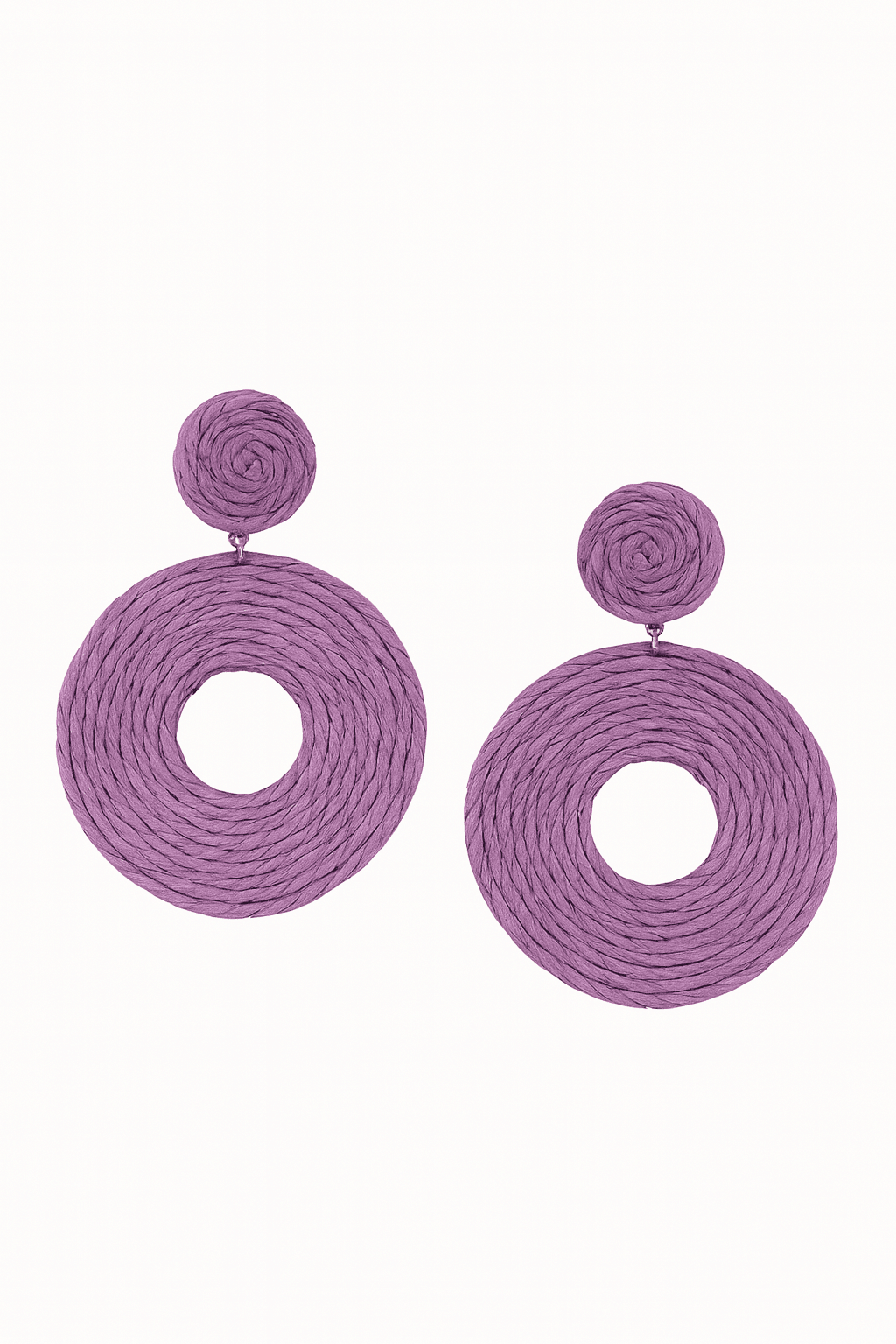 Lavender Raffia Circle Statement Earrings - MODA ACCESSORIES