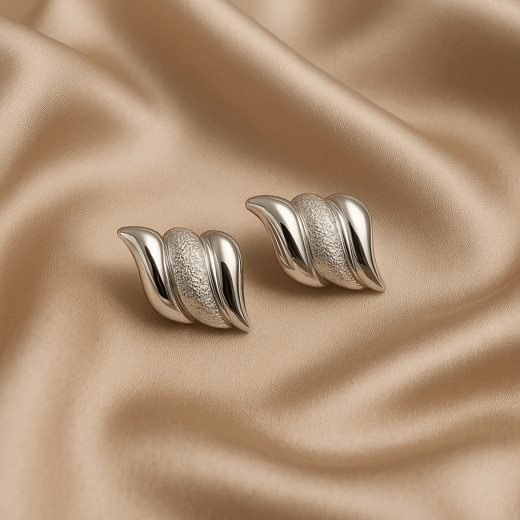 Sculpted Silver-Tone Wave Stud Earrings - MODA ACCESSORIES