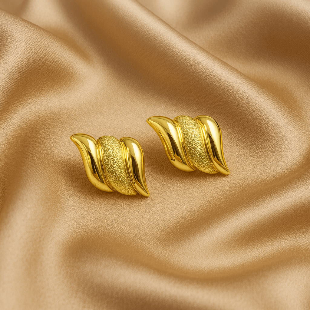 Sculpted Gold-Tone Wave Stud Earrings - MODA ACCESSORIES