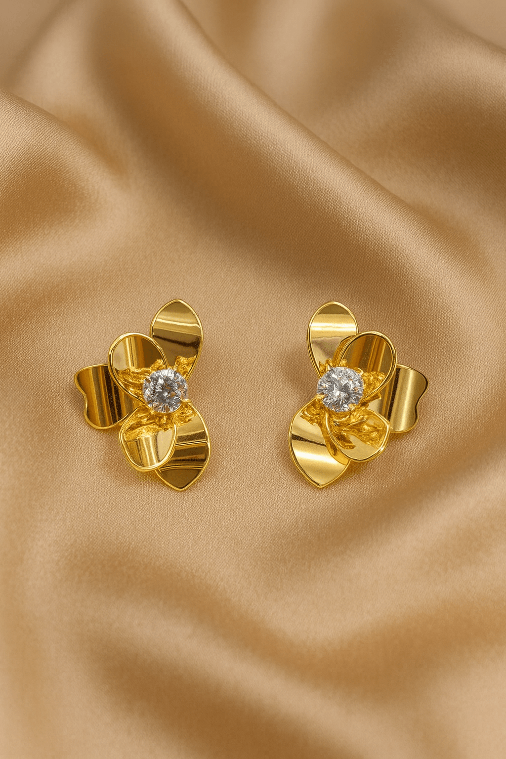 Golden Orchid Crystal Stud Earrings - MODA ACCESSORIES