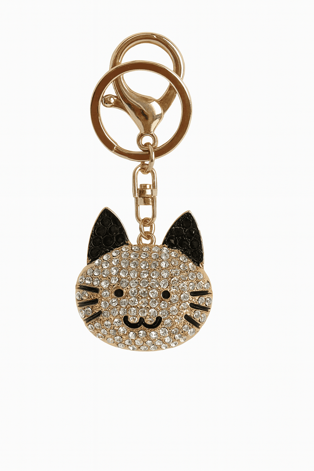 Crystal Cat Face Keychain – Cute Rhinestone Kitty Bag Charm - MODA ACCESSORIES