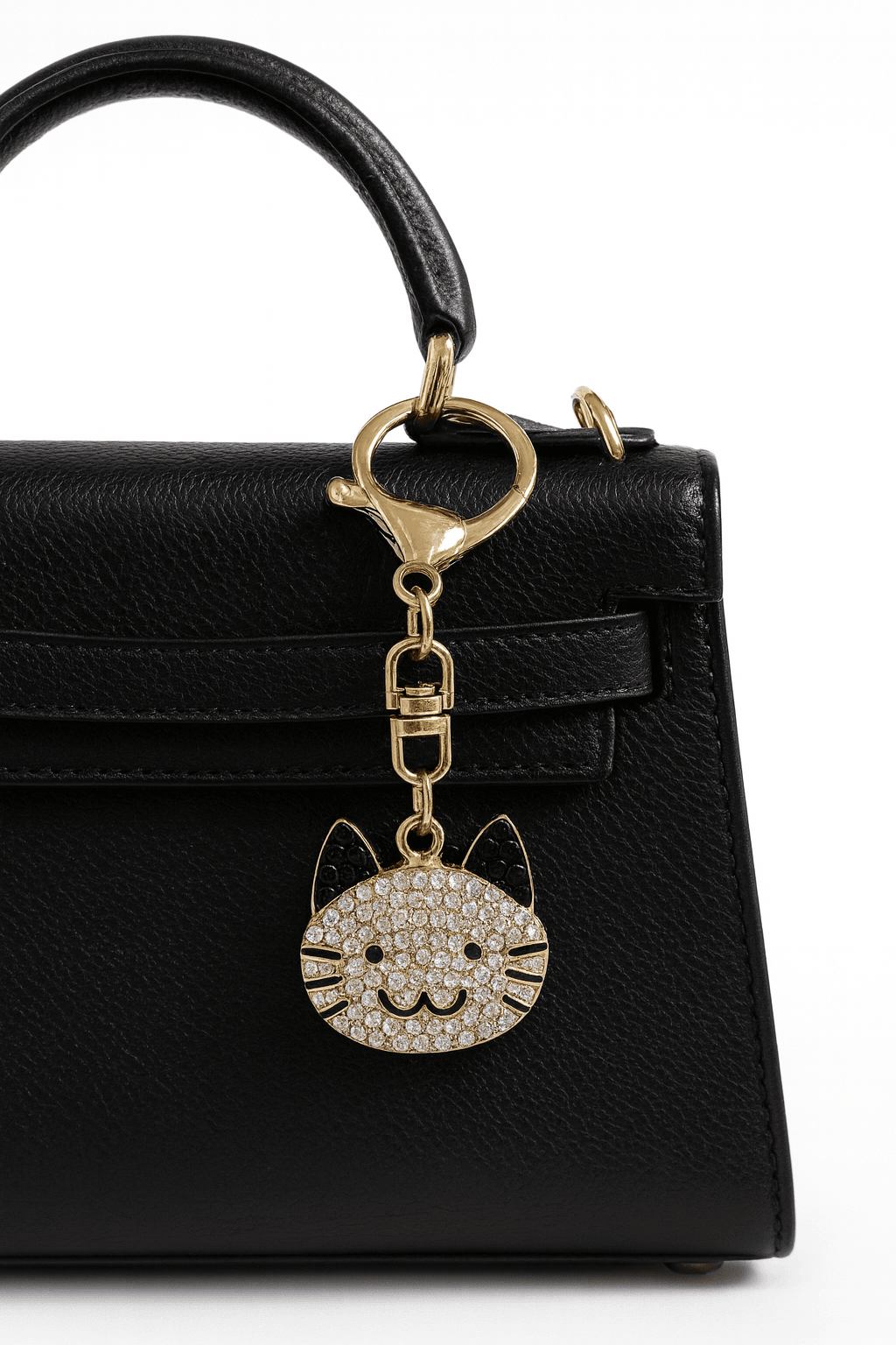 Crystal Cat Face Keychain – Cute Rhinestone Kitty Bag Charm - MODA ACCESSORIES