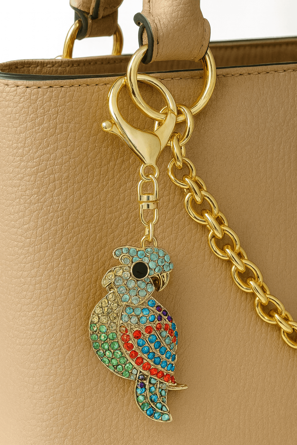 Colorful Rhinestone Parrot Keychain – Crystal Bird Bag Charm - MODA ACCESSORIES