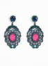 Bohemian Pink & Blue Crystal Statement Earrings – Vintage Luxe Drop Earrings for Women