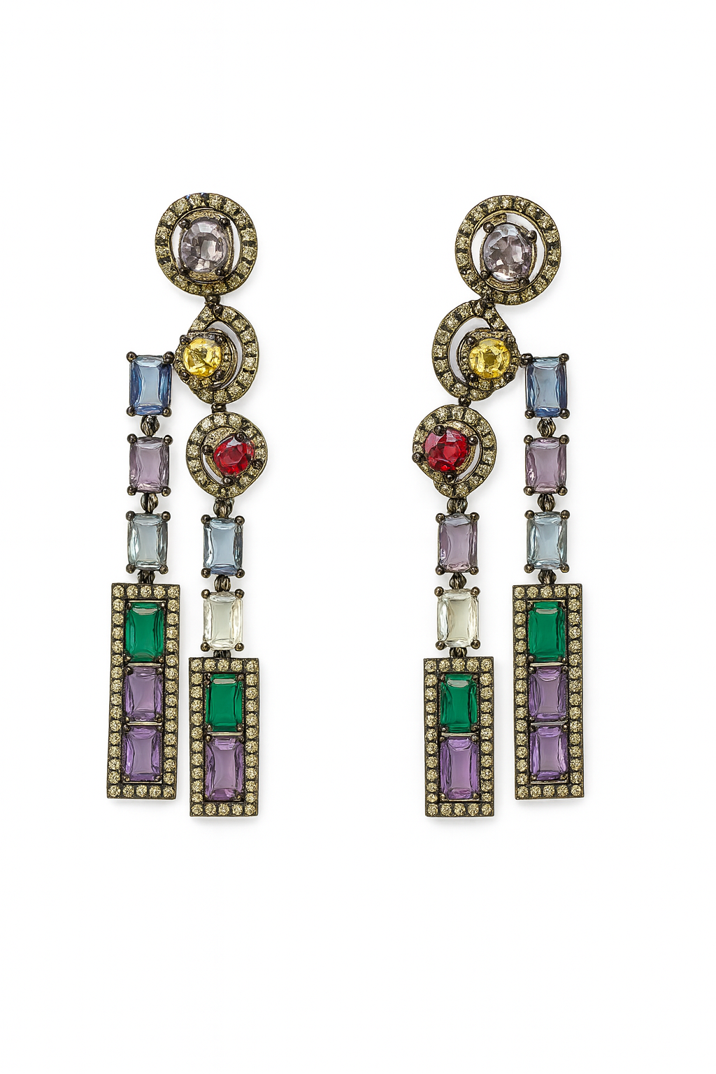 Luxury Multicolor Gemstone Statement Earrings β Bold Dangle Drop Jewelry for Women