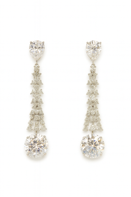 Luxuriöse Kristallohrringe – Elegante, lange silberne Hängeohrringe für Damen