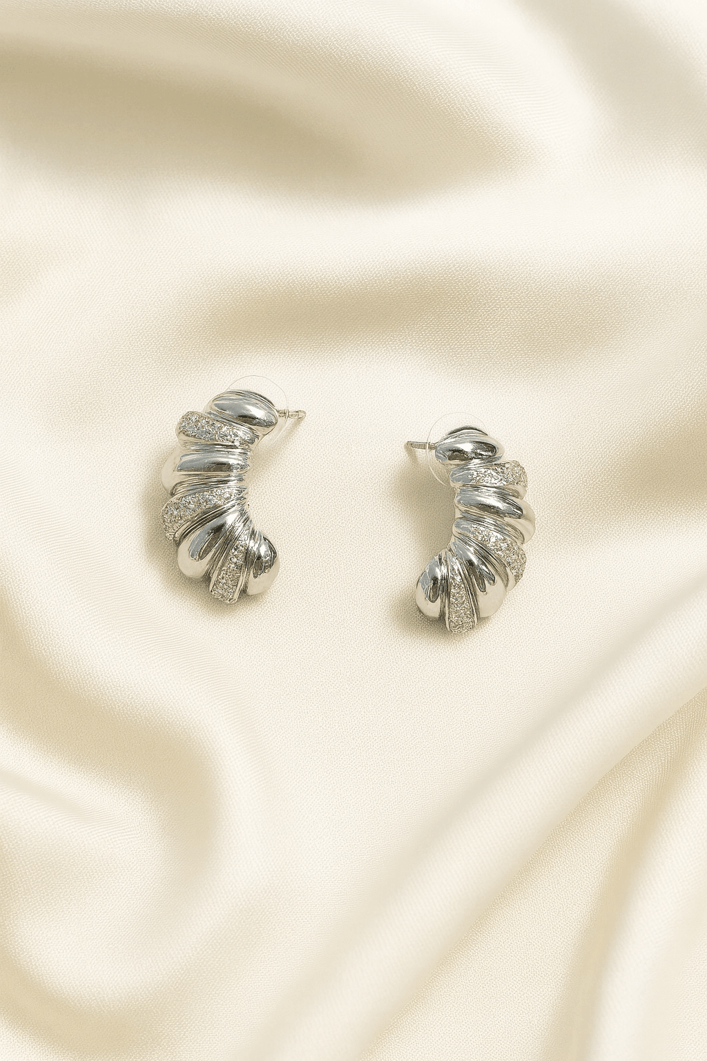 Furled Twist Sterling Silver-Tone Earrings - MODA ACCESSORIES