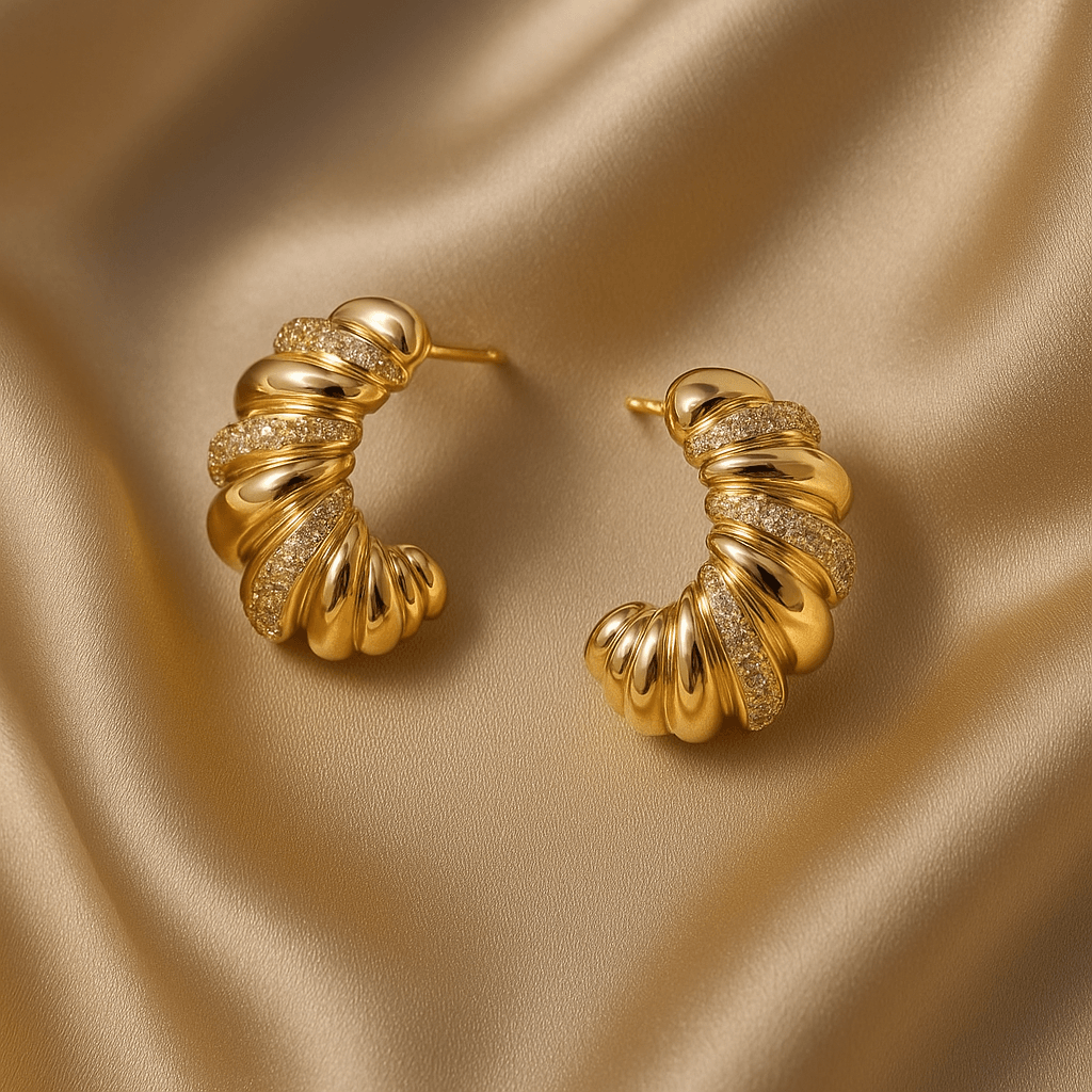 Furled Twist Sterling Gold-Tone Earrings - MODA ACCESSORIES