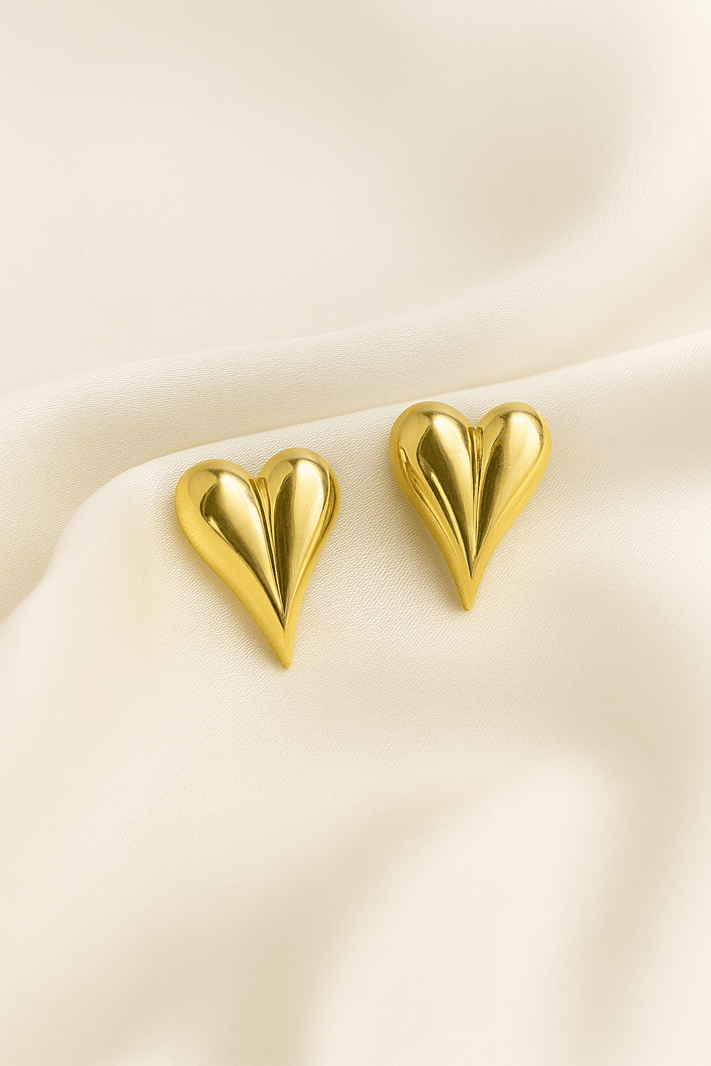 Golden-Tone Asymmetrical Heart Stud Earrings - MODA ACCESSORIES