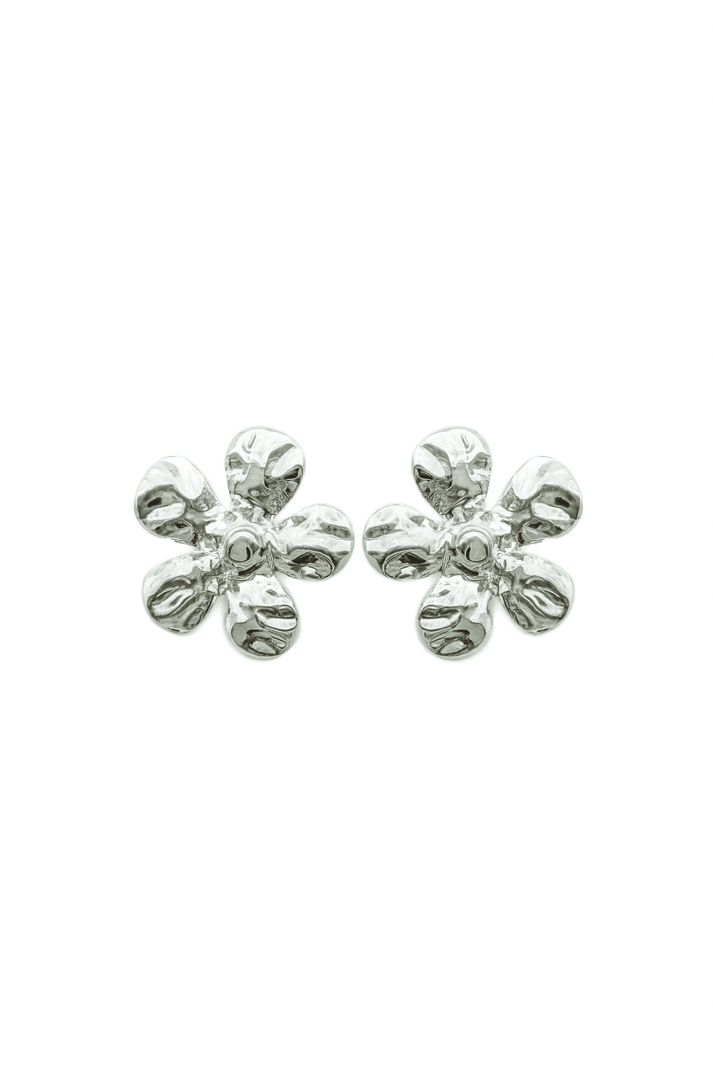 Silver-Tone Textured Floral Drop Earrings - MODA ACCESSORIES
