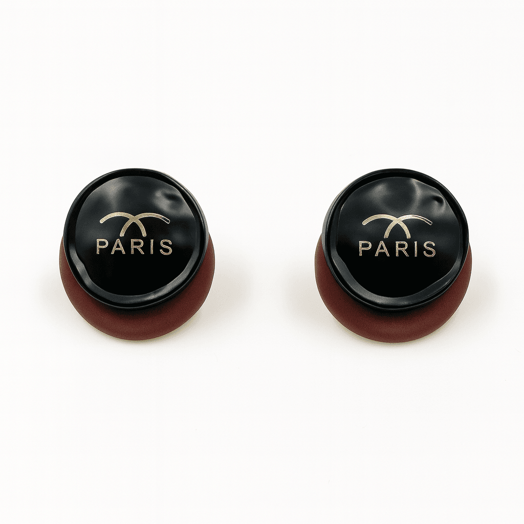 Red & Black Round Paris-Inspired Stud Earrings - MODA ACCESSORIES