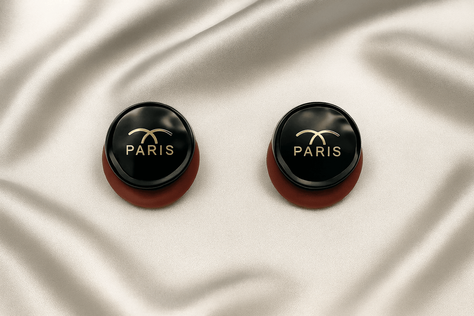 Red & Black Round Paris-Inspired Stud Earrings - MODA ACCESSORIES