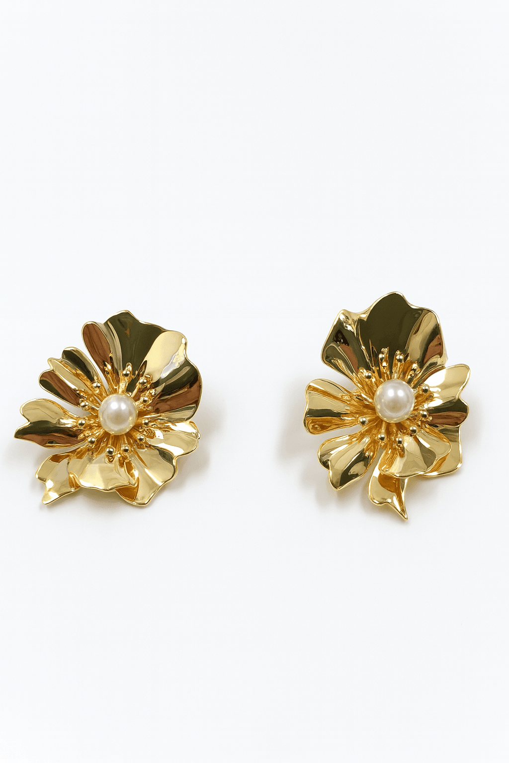 Gold-Tone Floral Statement Earrings - MODA ACCESSORIES