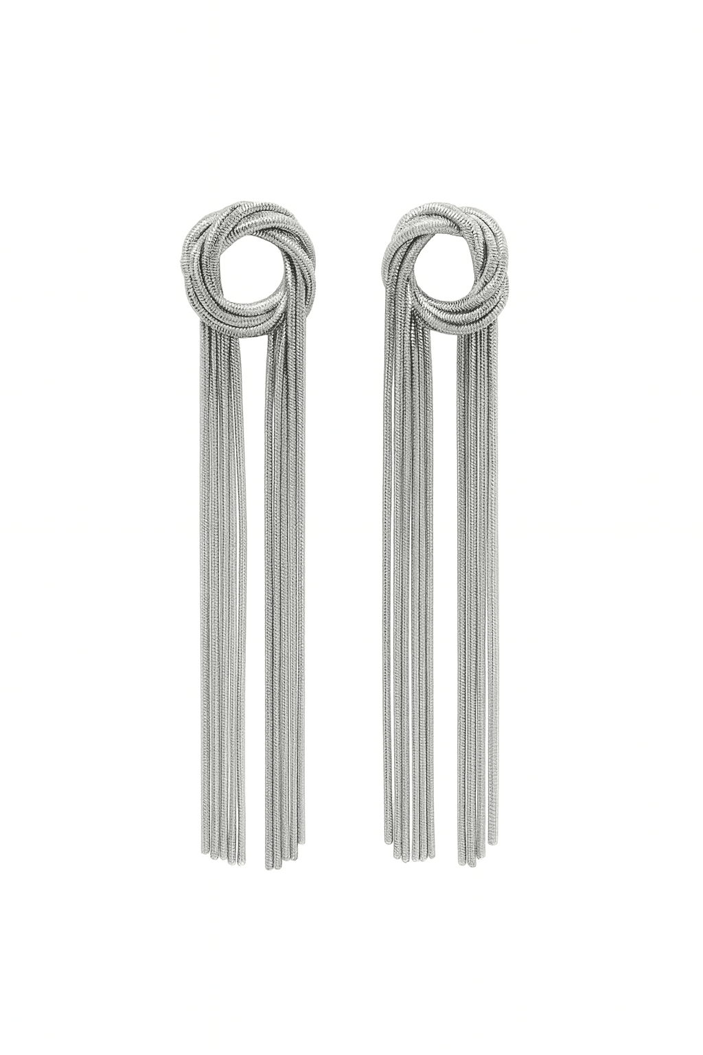 Silver Knot Tassel Statement Earrings - MODA ACCESSORIES