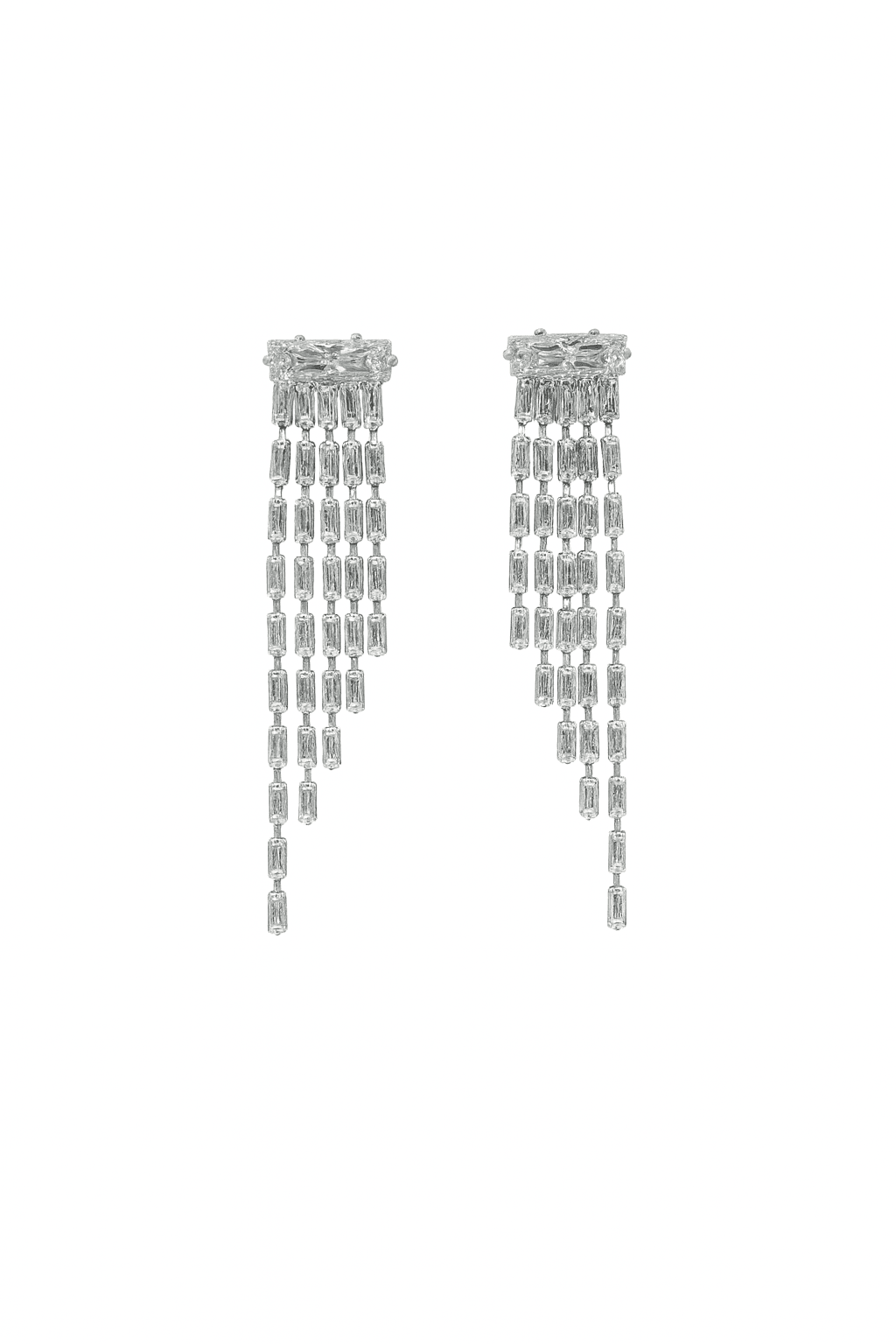 Silver-Tone Fringe Statement Earrings - MODA ACCESSORIES