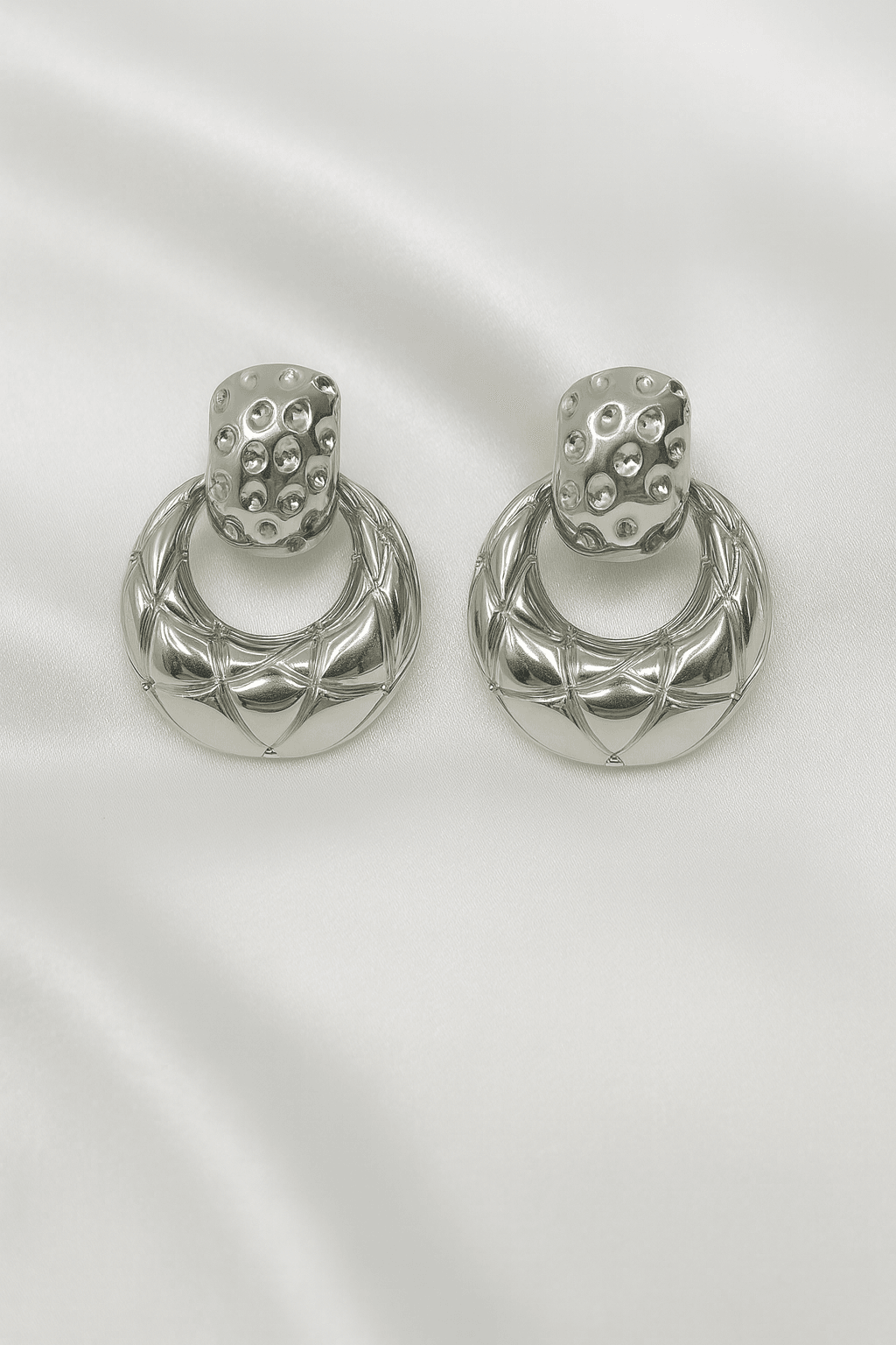 Polished Dome Earrings with Texture Accents - MODA ACCESSORIES