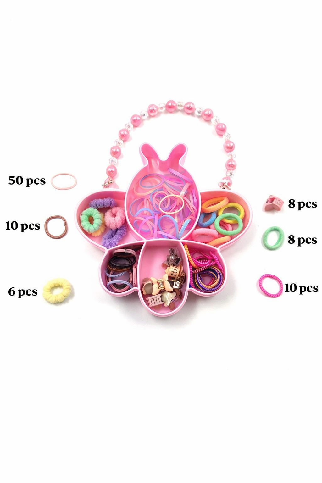 Pink Flower Kids Hair Accessories Organizer Box