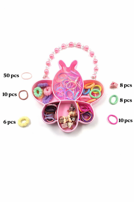 Pink Flower Kids Hair Accessories Organizer Box