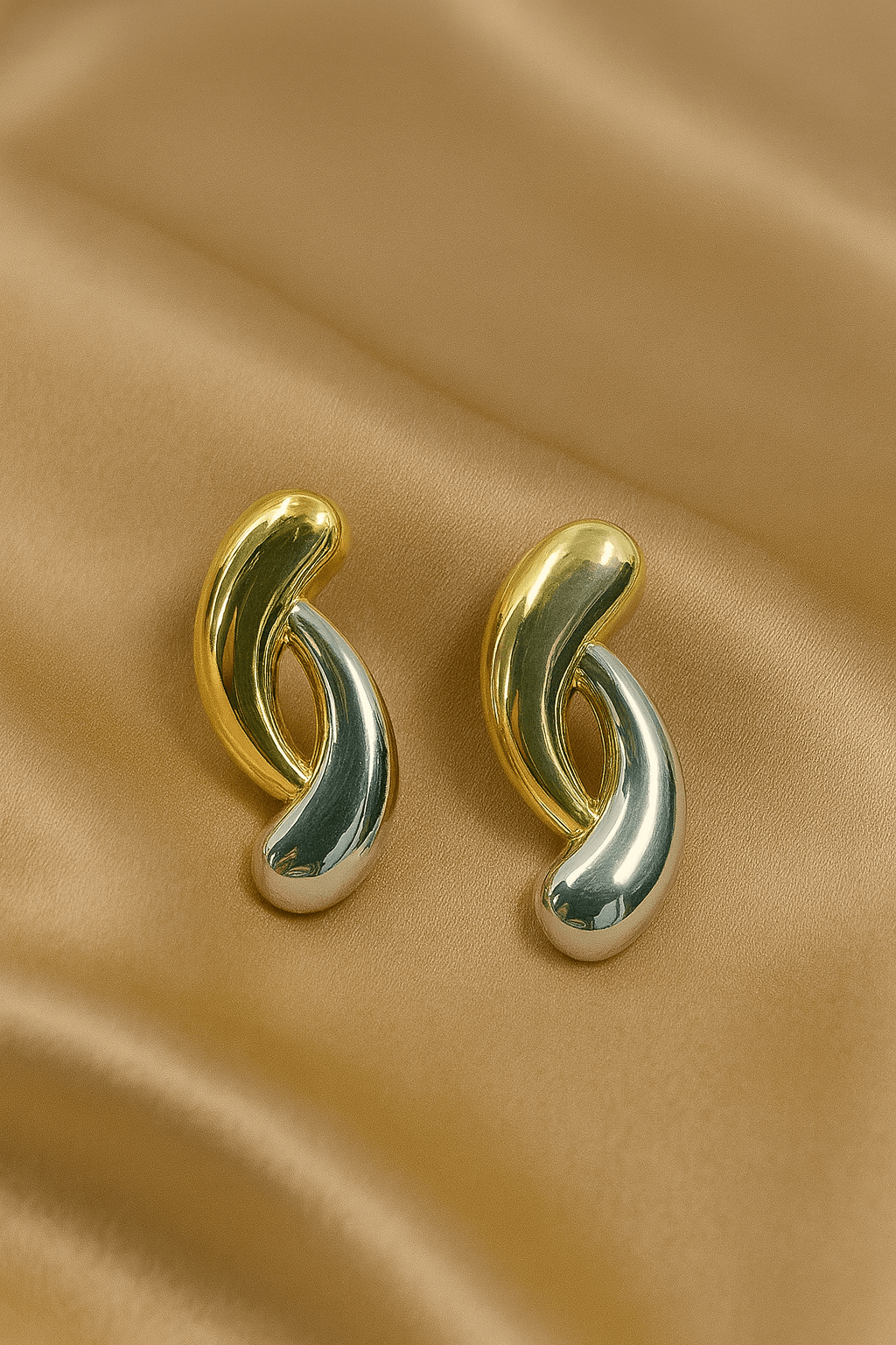 Modern Dual-Tone Twist Drop Earrings - MODA ACCESSORIES