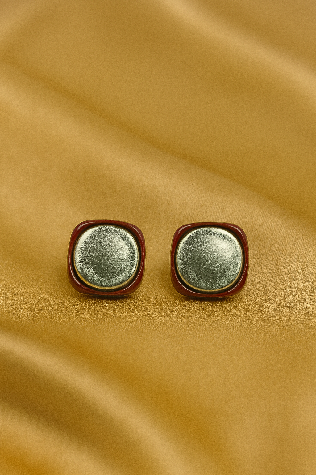Modern Metallic Round Stud Earrings