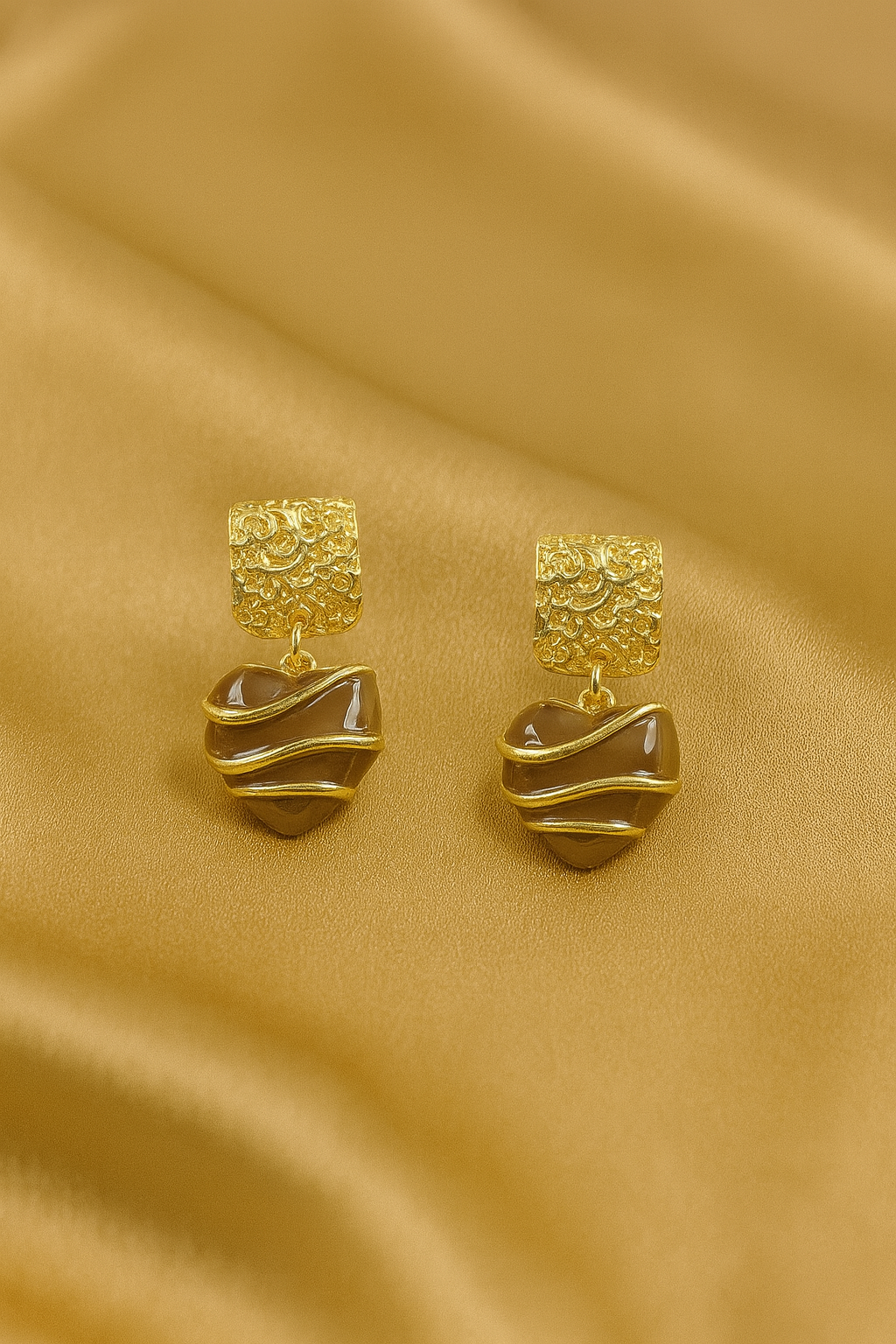 Elegant Textured Drop Earrings with Artisanal Swirl Charm