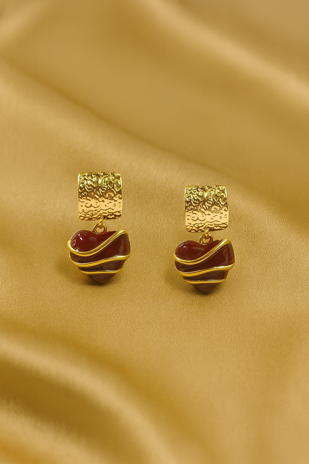 Elegant Textured Drop Earrings with Artisanal Swirl Charm