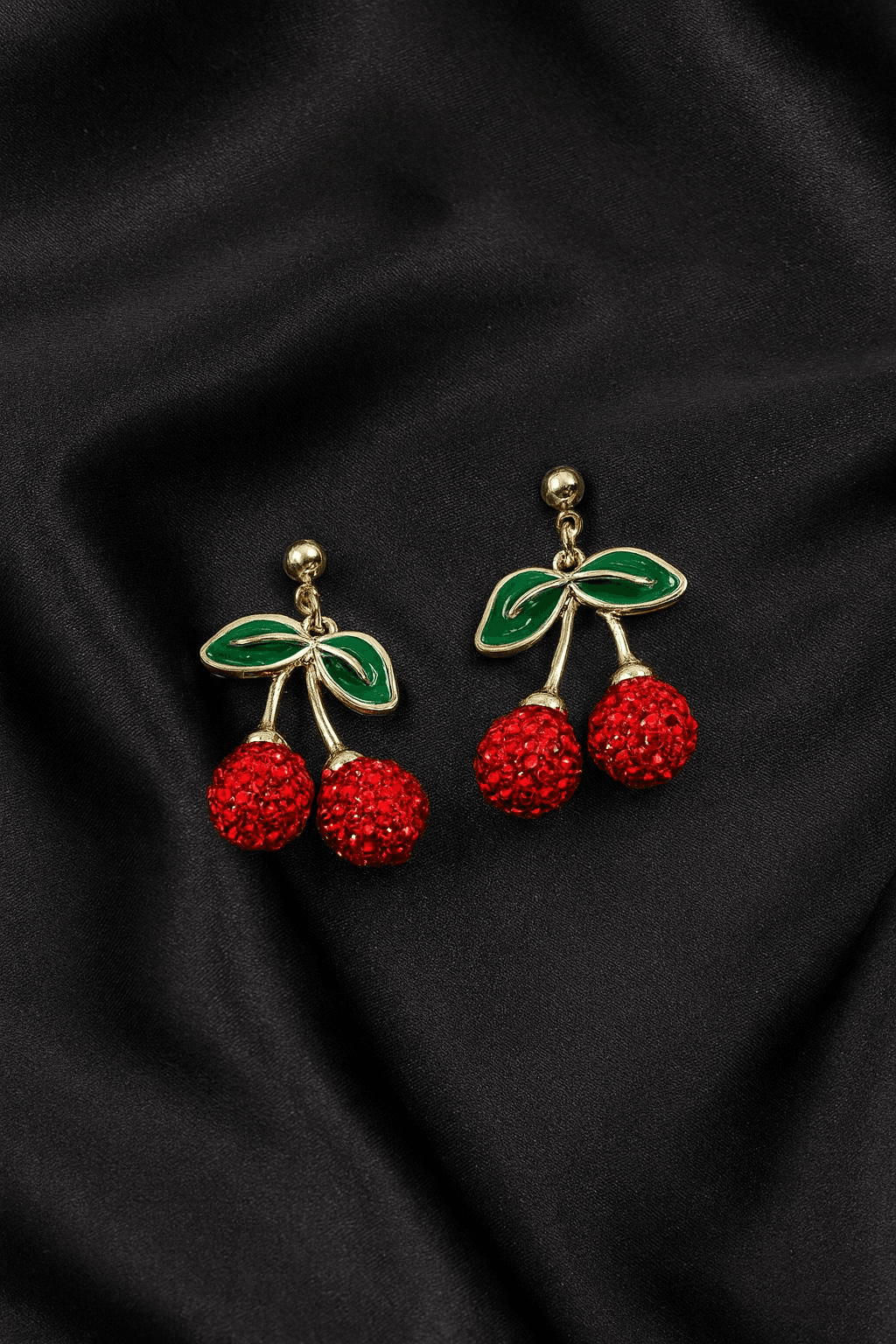 Crystal Cherry Charm Earrings - MODA ACCESSORIES