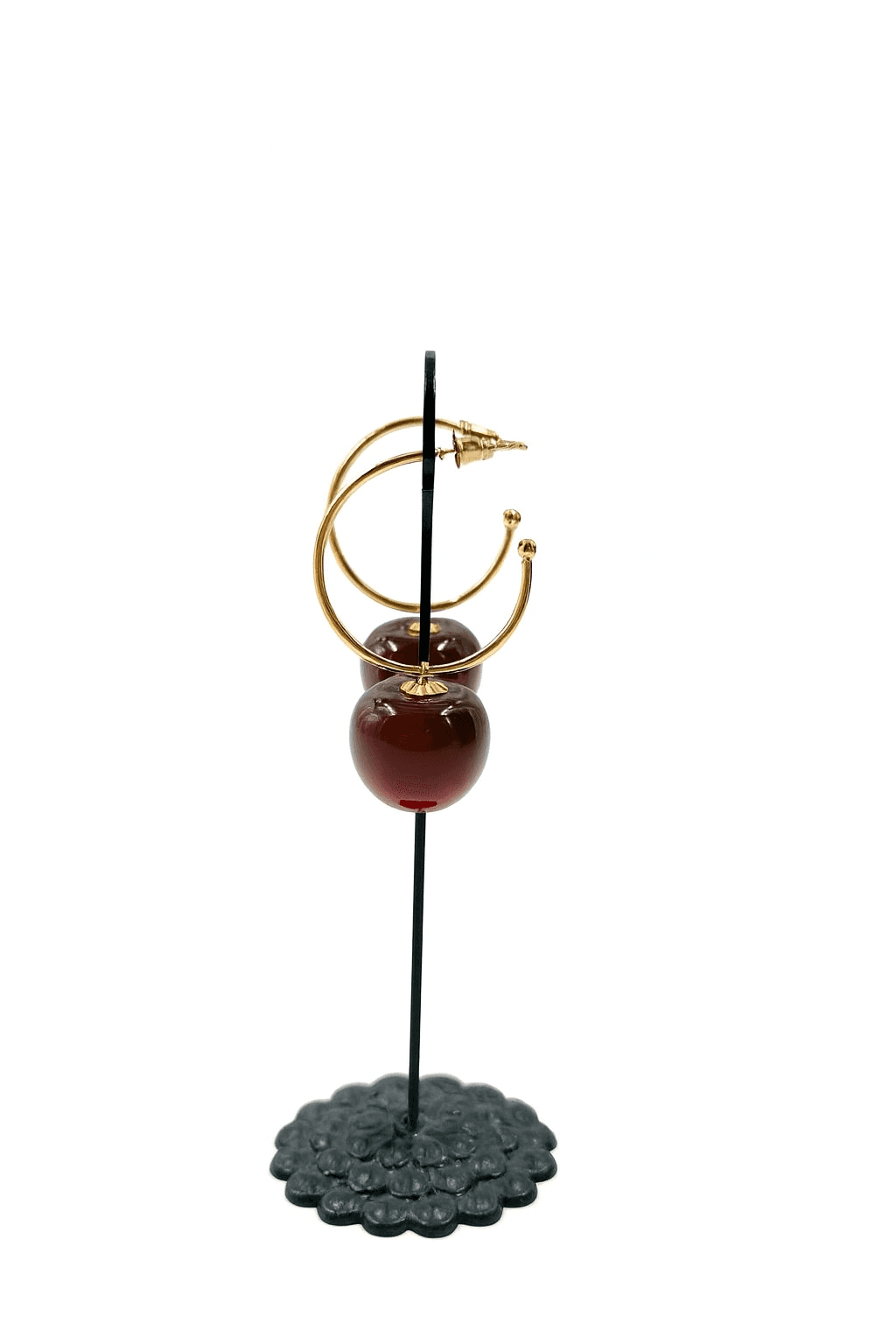 Glossy Cherry Drop Hoop Earrings - MODA ACCESSORIES