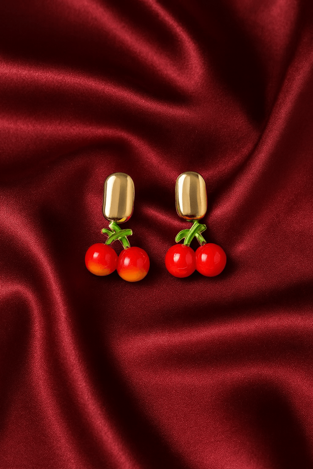 Glossy Cherry Stud Earrings - MODA ACCESSORIES