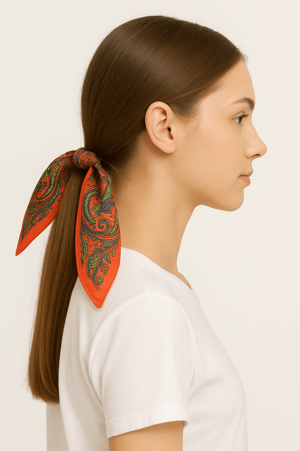Red Paisley Silk Headscarf β Vintage Bohemian Style - MODA ACCESSORIES