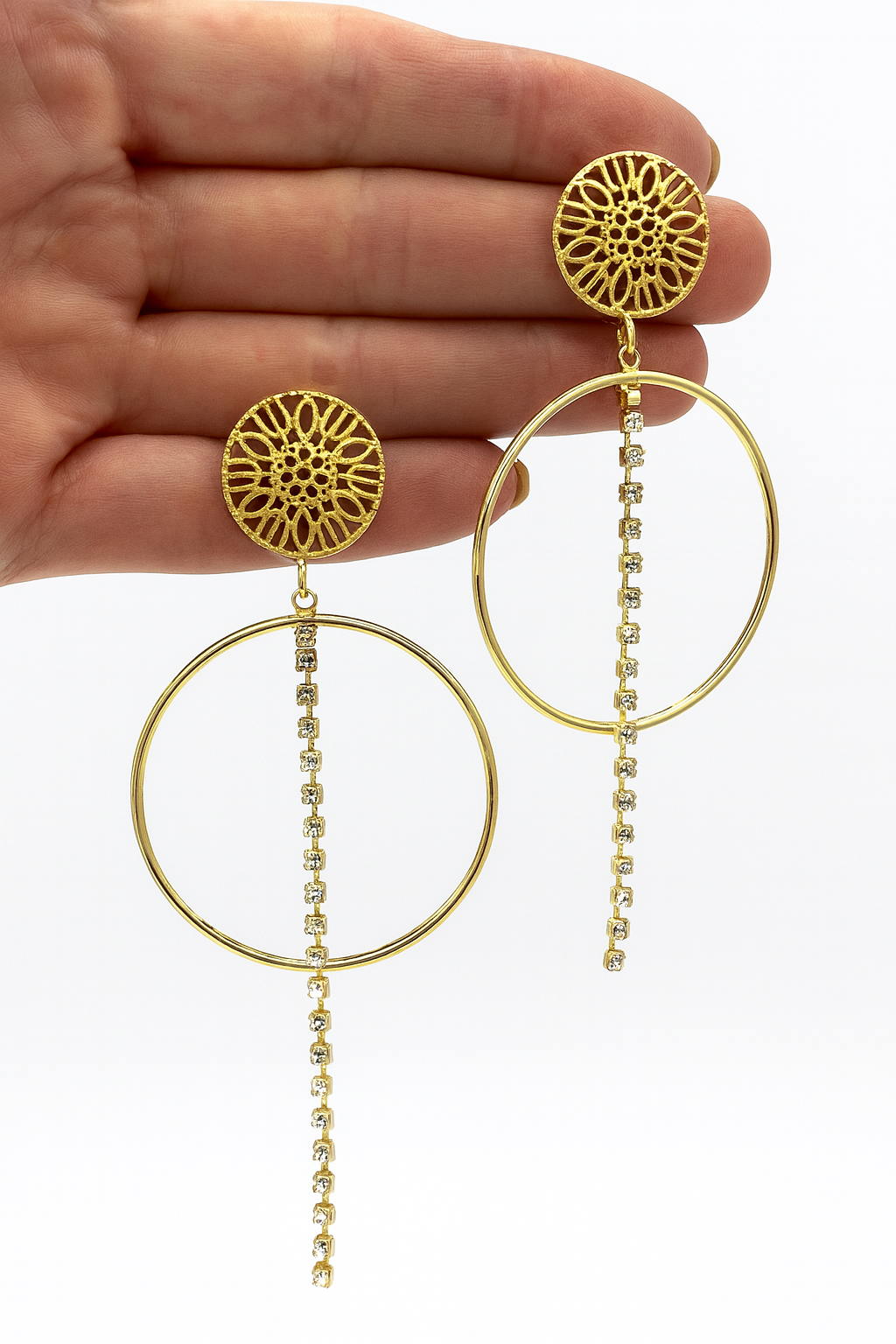 Golden Orbit Circle Drop Earrings