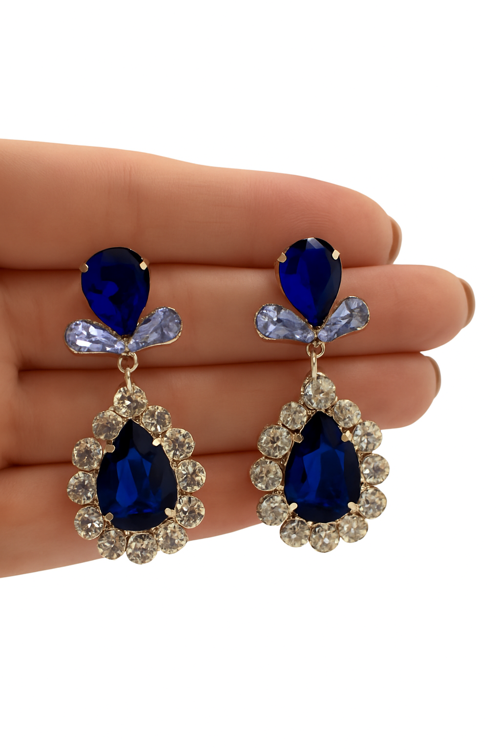 Royal Blue Teardrop Crystal Earrings