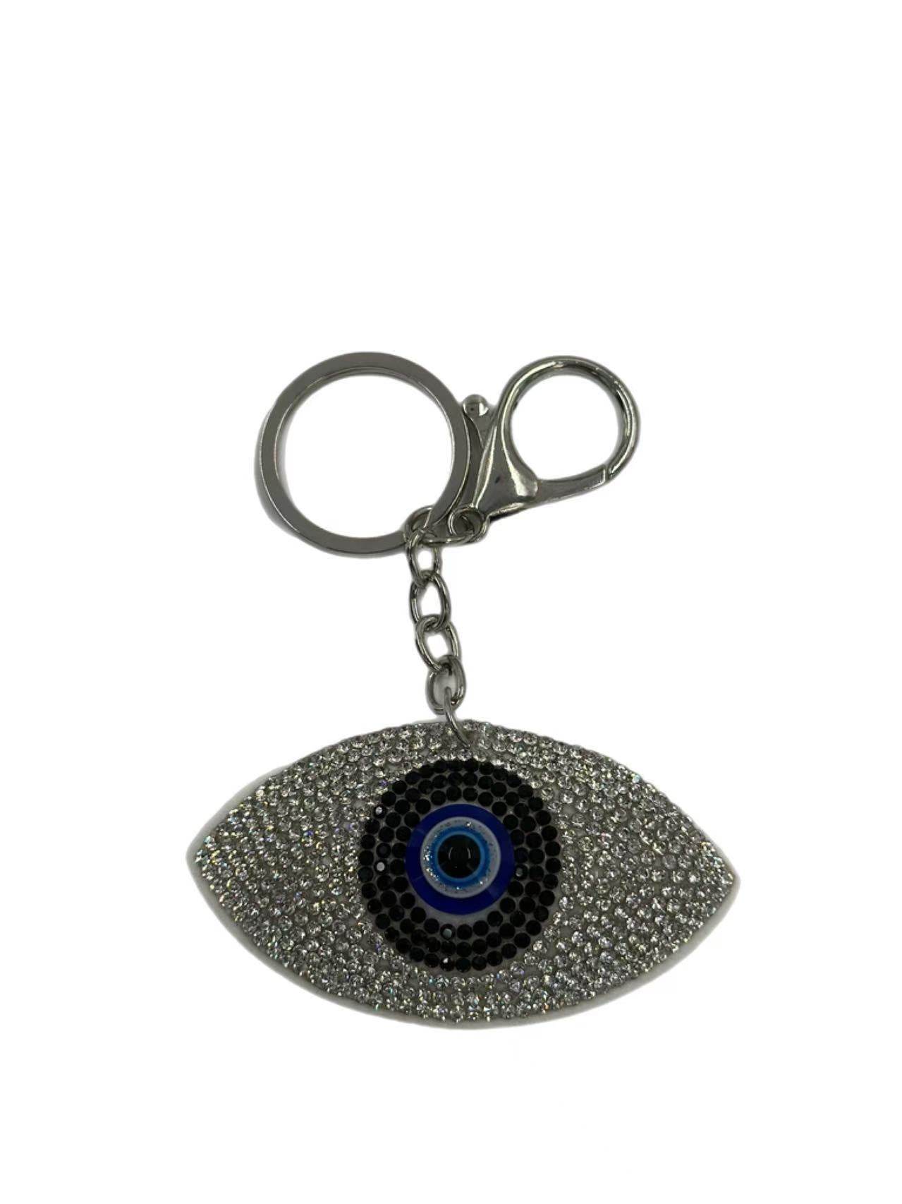 Rhinestone Evil Eye Keychain β Crystal Protective Amulet Bag Charm - MODA ACCESSORIES