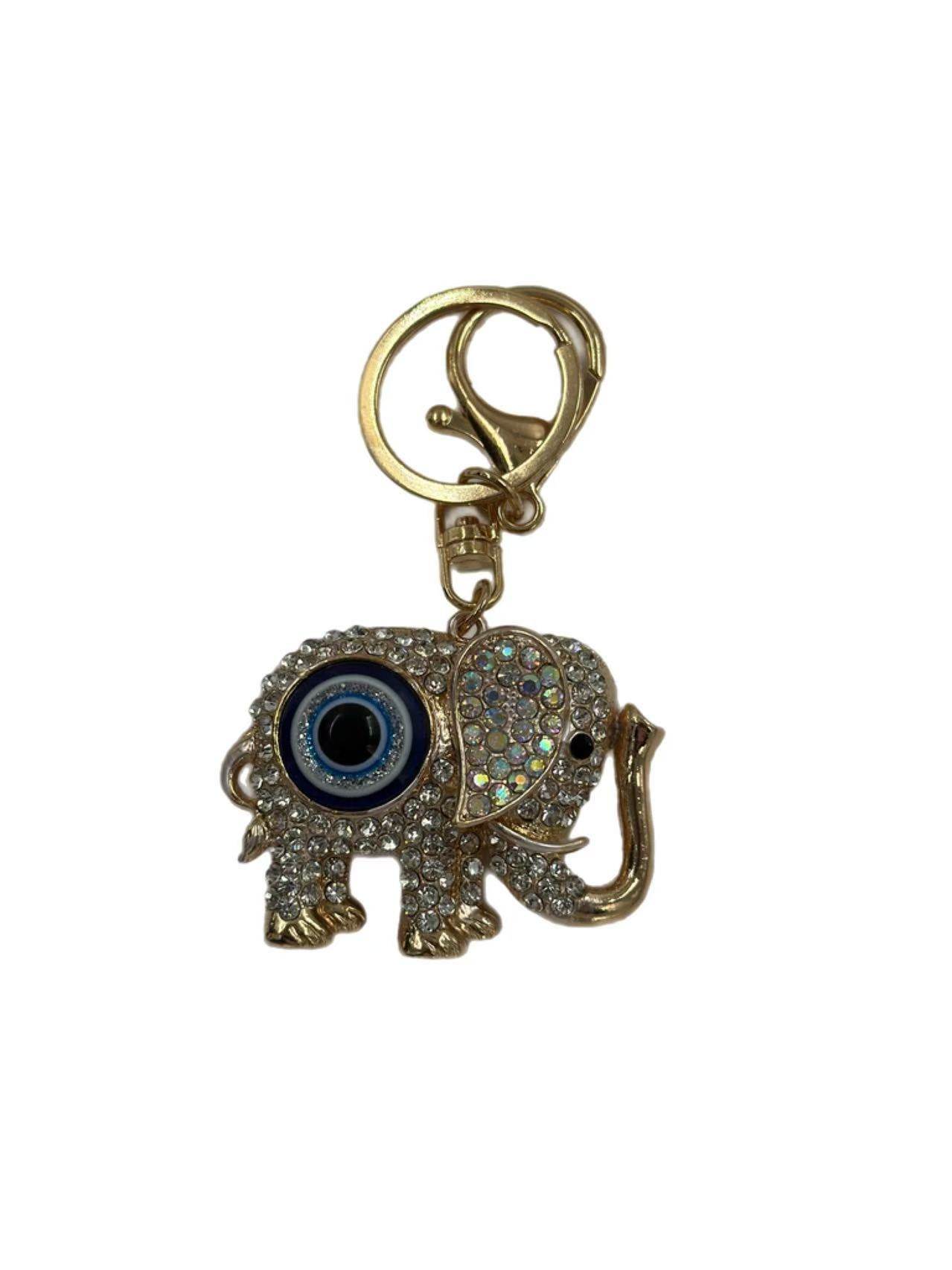 Crystal Elephant Evil Eye Keychain – Lucky Charm & Protection Amulet - MODA ACCESSORIES