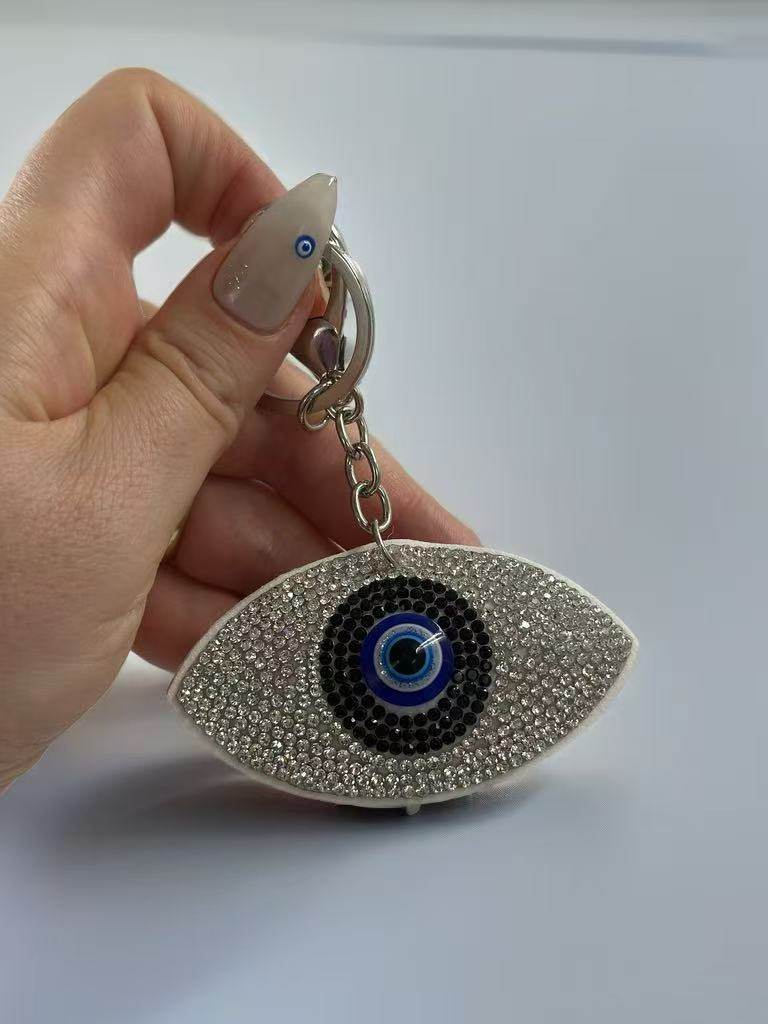 Rhinestone Evil Eye Keychain β Crystal Protective Amulet Bag Charm - MODA ACCESSORIES