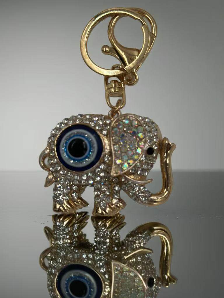 Crystal Elephant Evil Eye Keychain – Lucky Charm & Protection Amulet - MODA ACCESSORIES