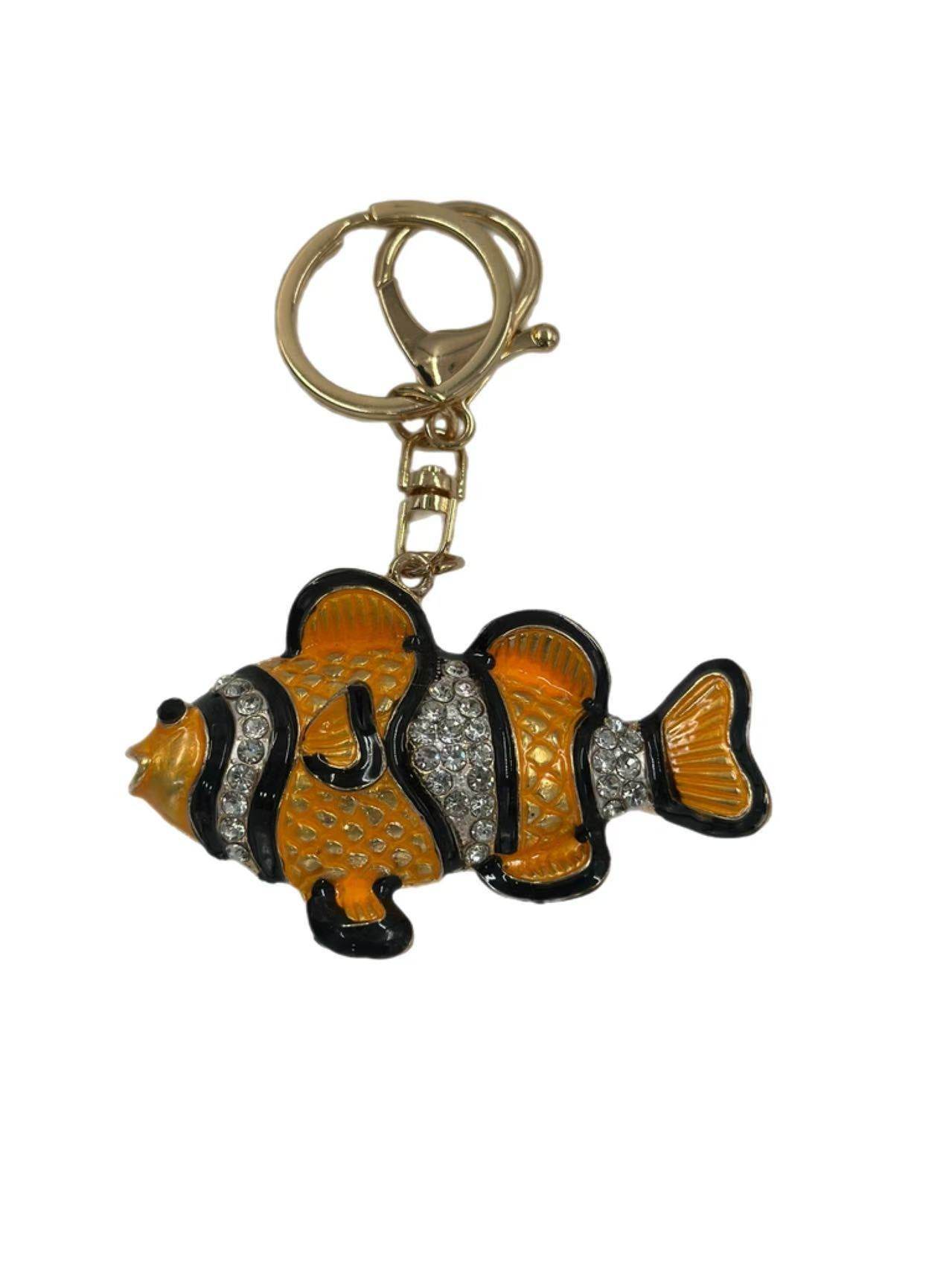 Gold-Tone Crystal Clownfish Keychain - MODA ACCESSORIES