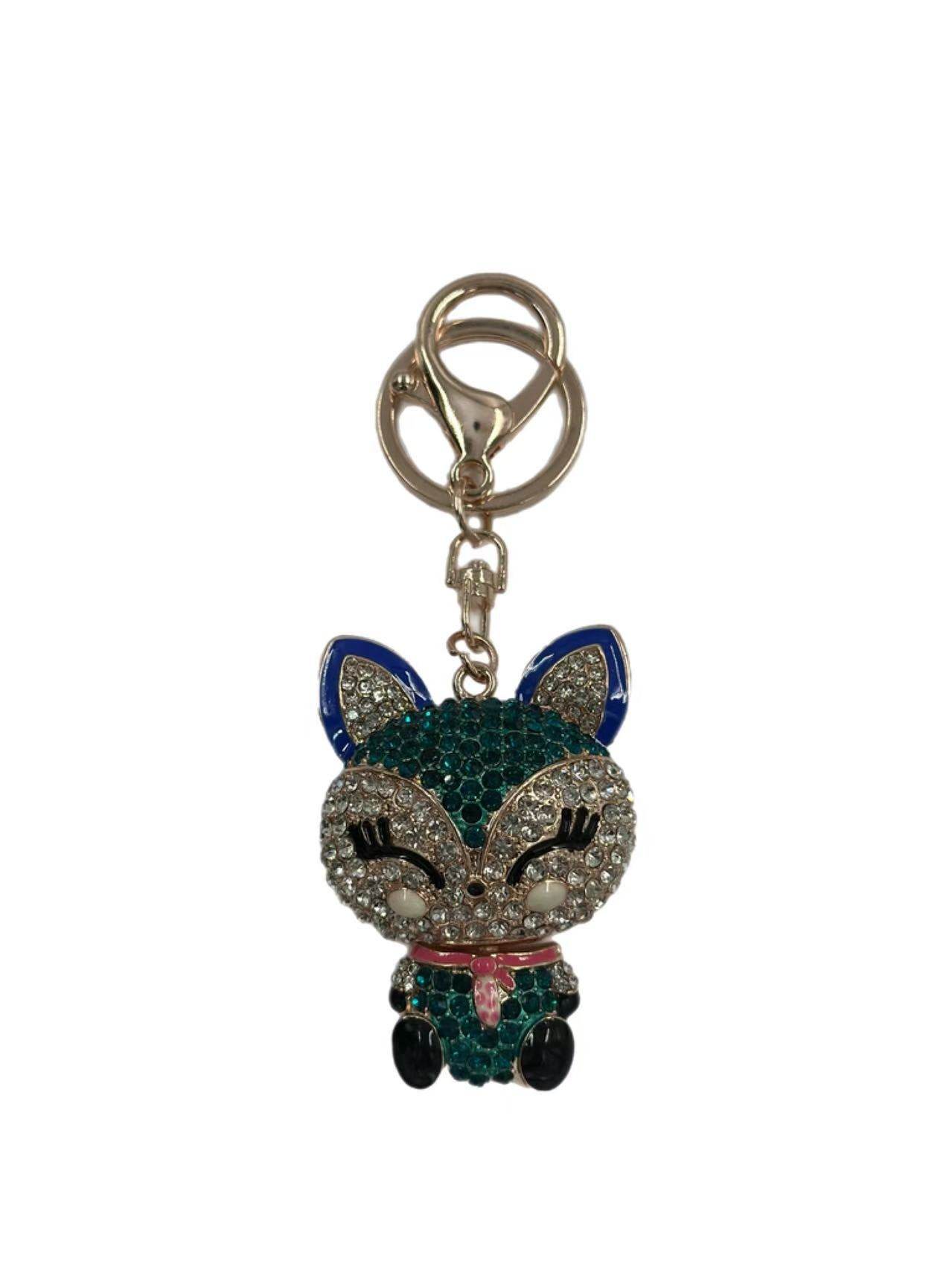 Crystal Fox Keychain – Cute Animal Charm with Rhinestones and Enamel - MODA ACCESSORIES