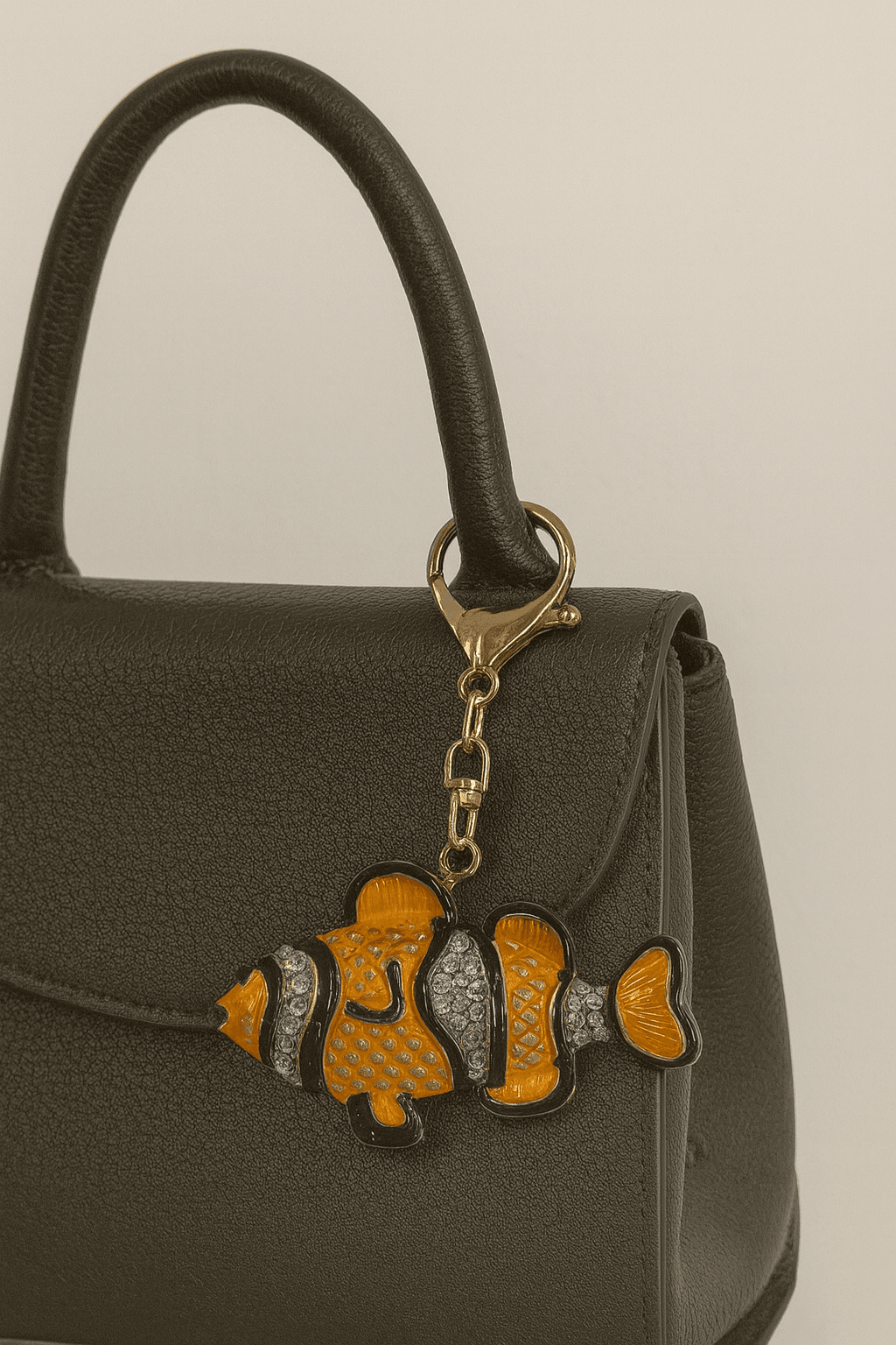 Gold-Tone Crystal Clownfish Keychain - MODA ACCESSORIES
