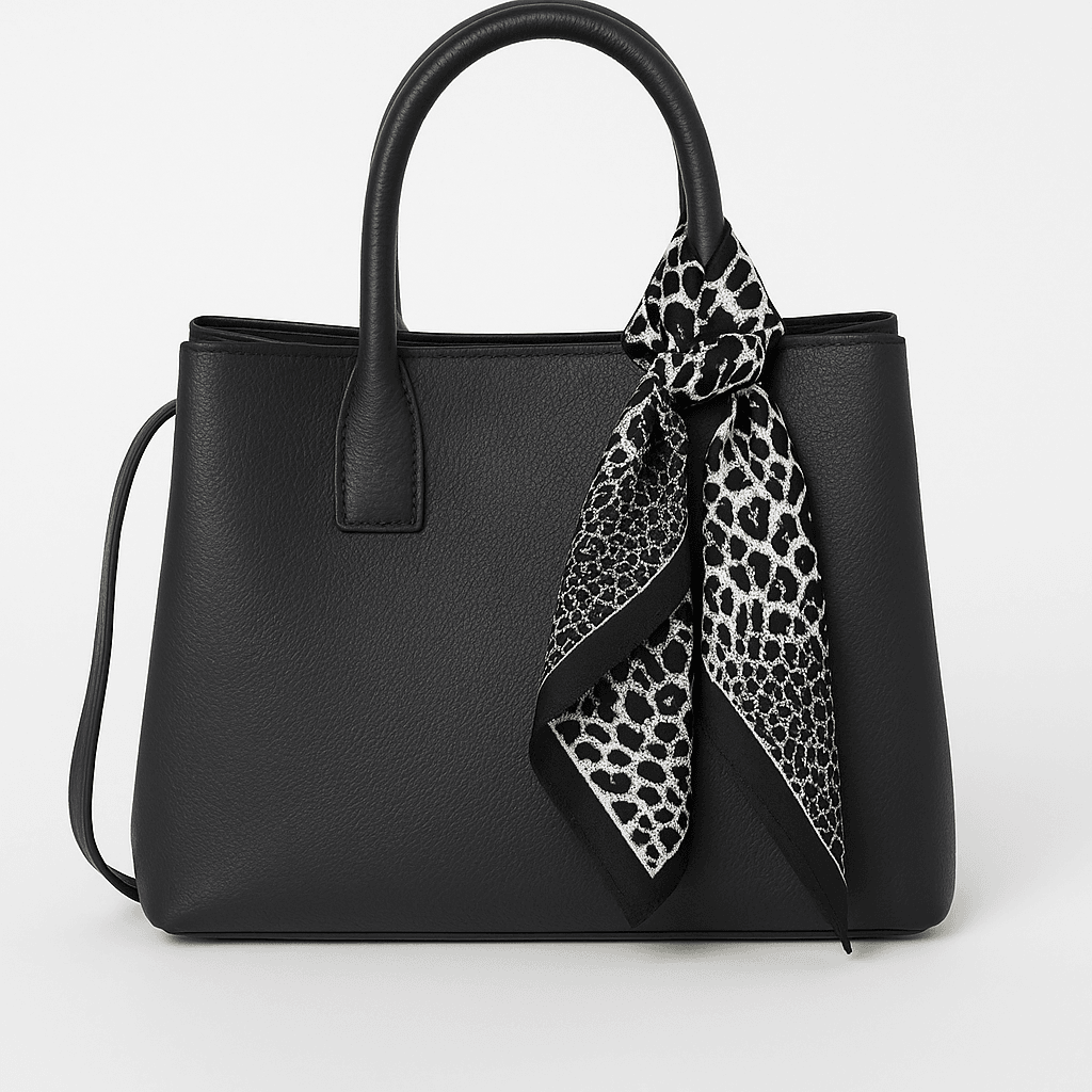 Black and White Animal Print Scarf with Bold Border - MODA ACCESSORIES
