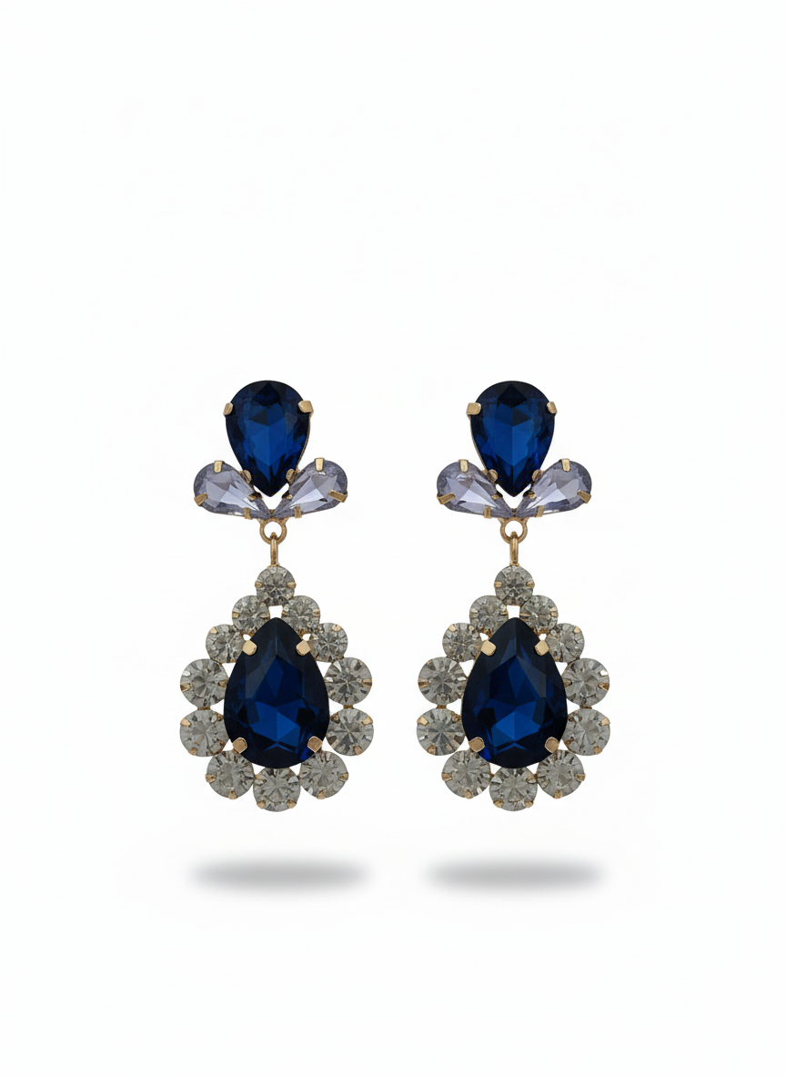 Royal Blue Teardrop Crystal Earrings