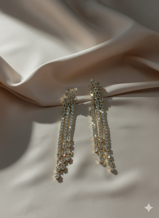 Gold Triple Row Drop Earrings – MODA Accessories