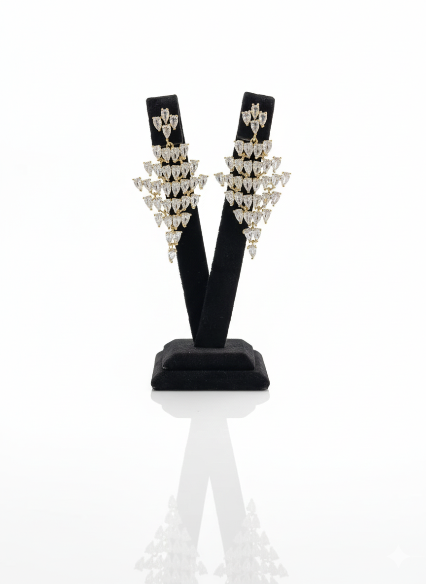 Gold Geometric Cascading Crystal Earrings – MODA Accessories