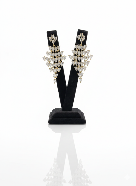 Gold Geometric Cascading Crystal Earrings – MODA Accessories