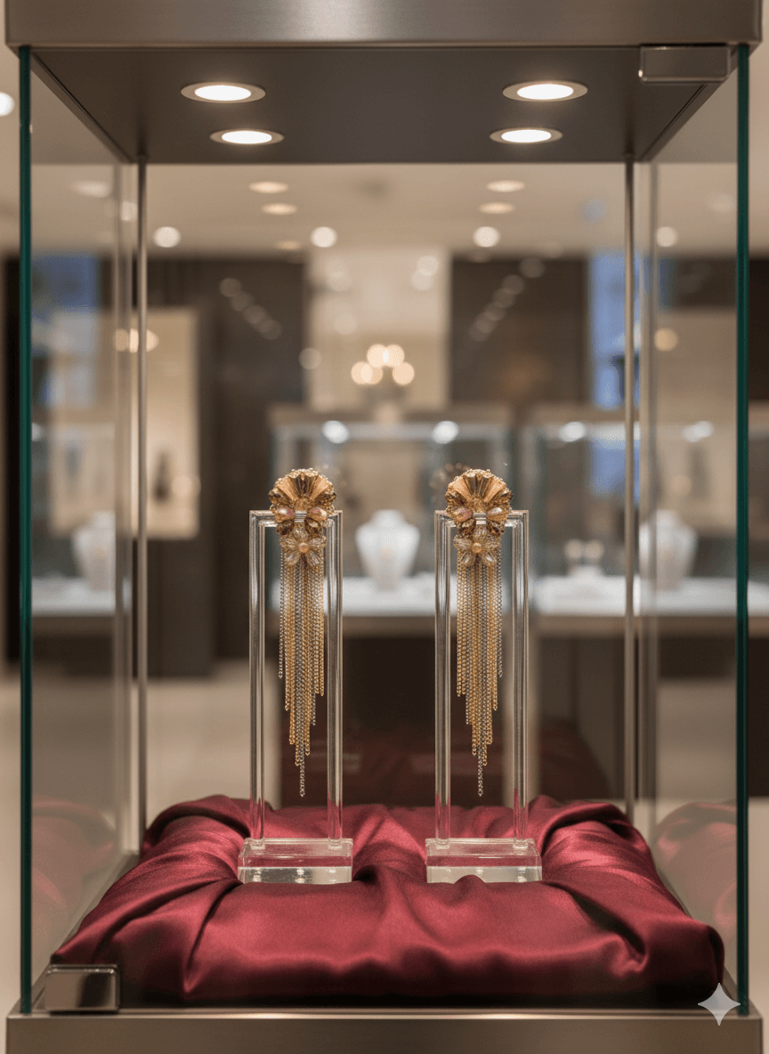 Elegant Gold and Crystal Flower Earrings with Cascading Tassels - MODA ACCESSORIES