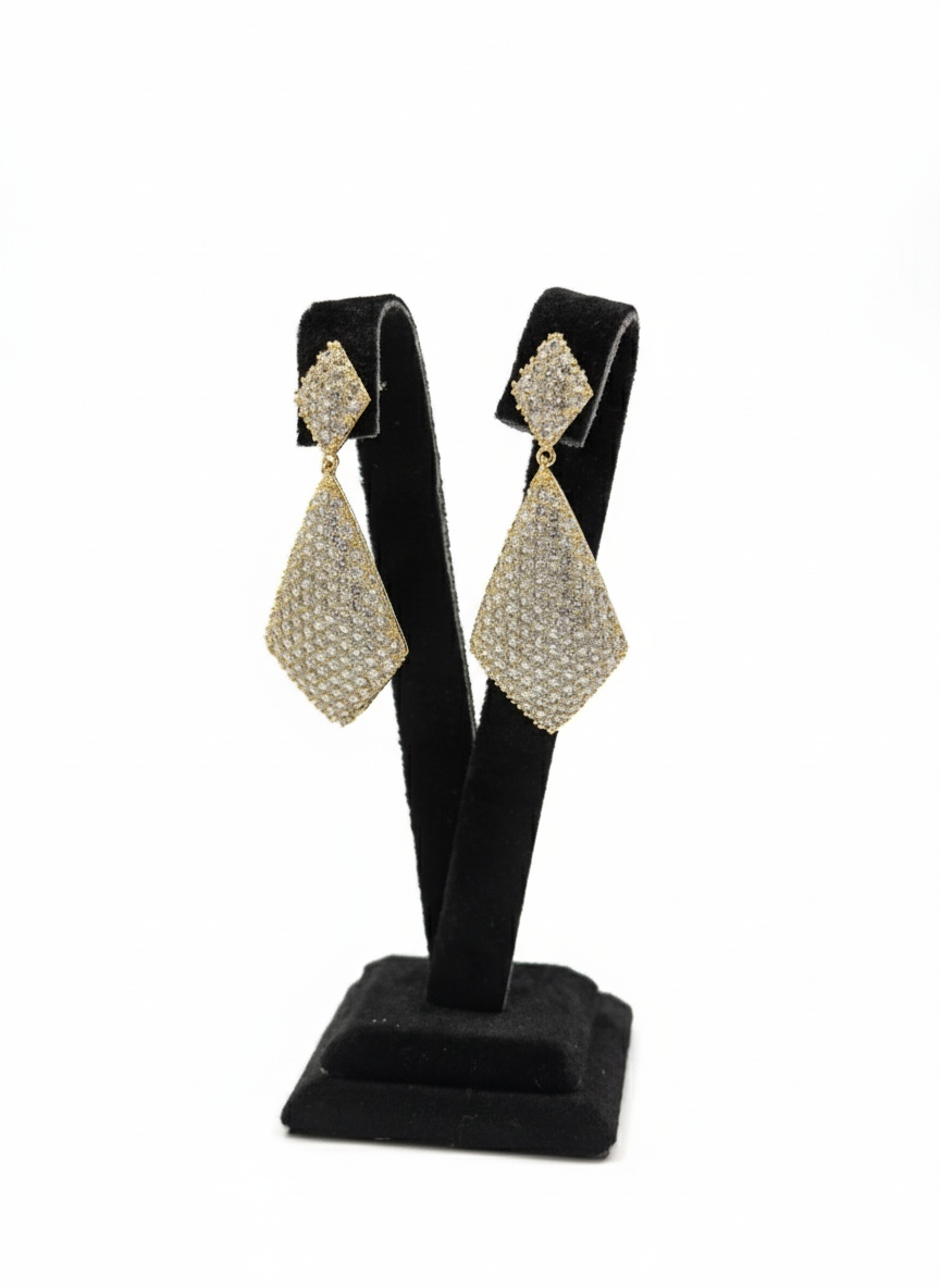 Gold Geometric Pave Crystal Drop Earrings – MODA Accessories