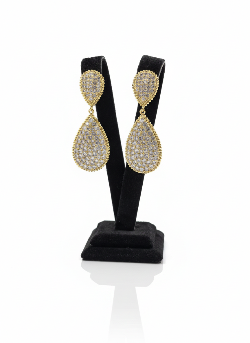 Gold Teardrop Pave Crystal Statement Earrings – MODA Accessories